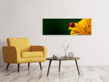 Load image into Gallery viewer, Panoramic Canvas Print Ladybug on the sunflower