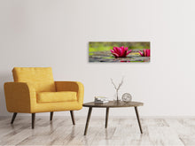Load image into Gallery viewer, Panoramic Canvas Print Red water lily duo