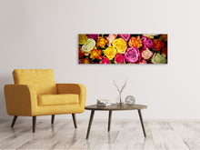 Load image into Gallery viewer, Panoramic Canvas Print Many colorful rose petals
