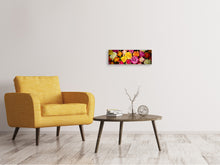 Load image into Gallery viewer, Panoramic Canvas Print Many colorful rose petals