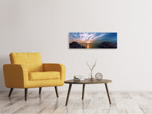 Load image into Gallery viewer, Panoramic Canvas Print Moody sunset at the sea