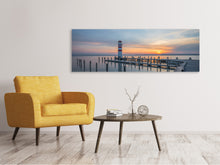 Load image into Gallery viewer, Panoramic Canvas Print Lighthouse in the sunset
