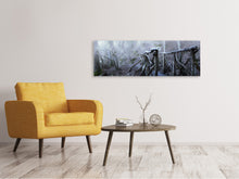 Load image into Gallery viewer, Panoramic Canvas Print Old wooden bridge in the forest