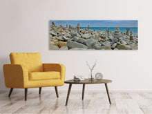 Load image into Gallery viewer, Panoramic Canvas Print Many stacks of stones