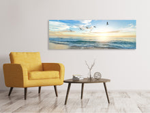 Load image into Gallery viewer, Panoramic Canvas Print The seagulls and the sea at sunrise