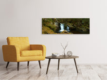 Load image into Gallery viewer, Panoramic Canvas Print Small waterfall in the forest