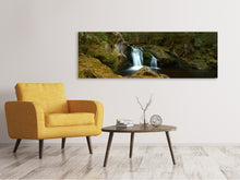 Load image into Gallery viewer, Panoramic Canvas Print Small waterfall in the forest