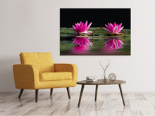 Load image into Gallery viewer, Canvas print Water Lilies Duo in pink