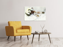 Load image into Gallery viewer, Canvas print Bridal Bouquet with wedding rings