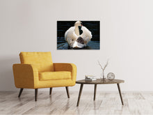 Load image into Gallery viewer, Canvas print Mom and baby swan
