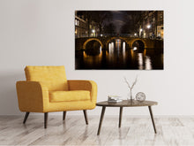 Load image into Gallery viewer, Canvas print At night in Amsterdam