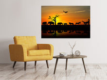Load image into Gallery viewer, Canvas print Safari Animals At Sunset