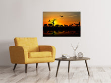 Load image into Gallery viewer, Canvas print Safari Animals At Sunset