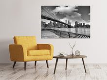 Load image into Gallery viewer, Canvas print Skyline Black And White Photography Brooklyn Bridge NY