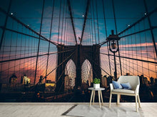 Load image into Gallery viewer, Photo Wallpaper Brooklyn Bridge in the evening light