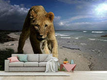 Load image into Gallery viewer, Photo Wallpaper A lioness on the beach