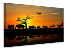 Load image into Gallery viewer, Canvas print Safari Animals At Sunset