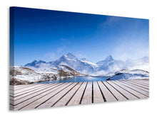 Load image into Gallery viewer, Canvas print Sundeck At The Swiss Mountain Lake
