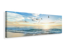 Load image into Gallery viewer, Panoramic Canvas Print The seagulls and the sea at sunrise