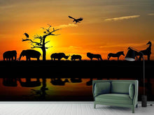 Load image into Gallery viewer, Photo Wallpaper Safari Animals At Sunset
