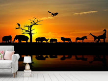 Load image into Gallery viewer, Photo Wallpaper Safari Animals At Sunset
