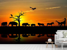 Load image into Gallery viewer, Photo Wallpaper Safari Animals At Sunset
