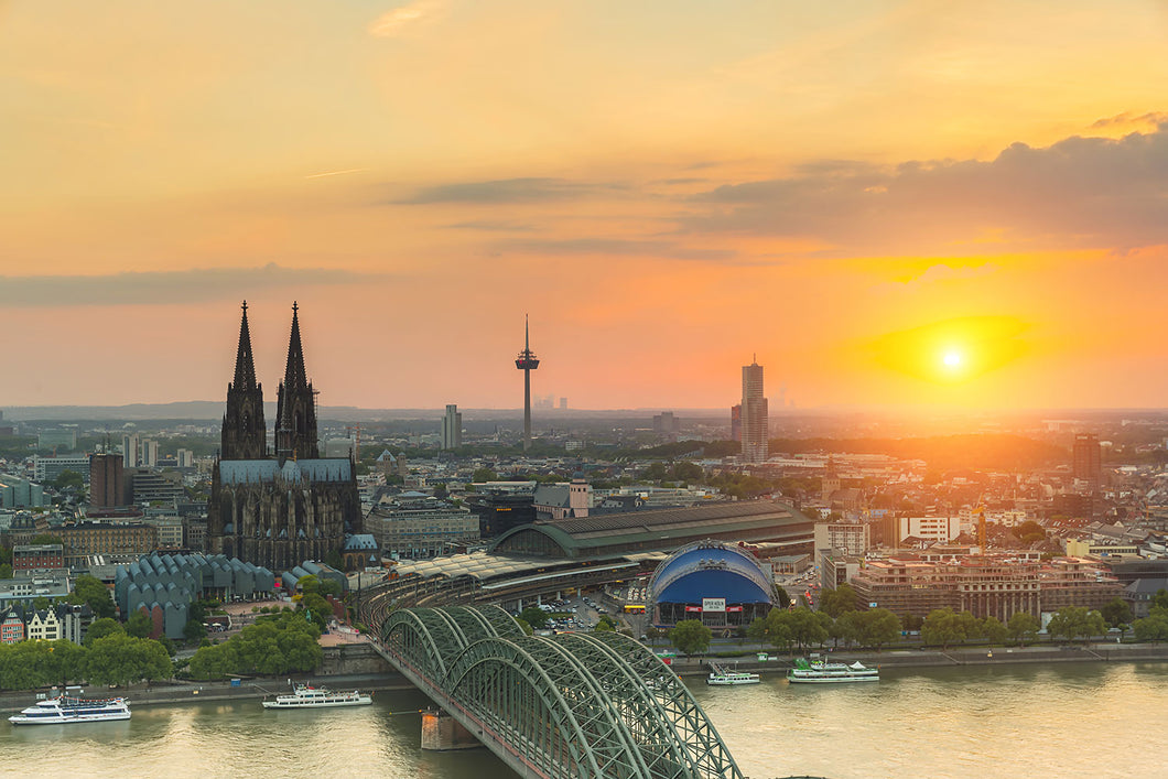 Photo Wallpaper Skyline Cologne At Sunset
