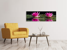 Load image into Gallery viewer, Panoramic Canvas Print Water Lilies Duo in pink
