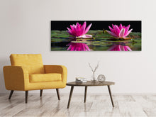 Load image into Gallery viewer, Panoramic Canvas Print Water Lilies Duo in pink
