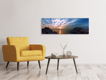 Load image into Gallery viewer, Panoramic Canvas Print Moody sunset at the sea

