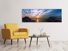 Load image into Gallery viewer, Panoramic Canvas Print Moody sunset at the sea
