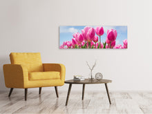 Load image into Gallery viewer, Panoramic Canvas Print Tulip field in pink
