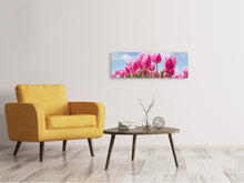 Load image into Gallery viewer, Panoramic Canvas Print Tulip field in pink
