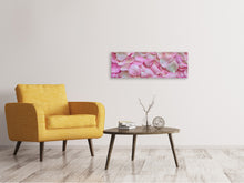 Load image into Gallery viewer, Panoramic Canvas Print Rose petals in pink 2

