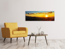 Load image into Gallery viewer, Panoramic Canvas Print Sunset in the world of mountains

