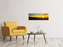Load image into Gallery viewer, Panoramic Canvas Print Sunset in the world of mountains
