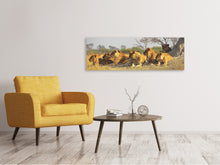 Load image into Gallery viewer, Panoramic Canvas Print Lion family
