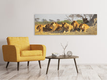 Load image into Gallery viewer, Panoramic Canvas Print Lion family
