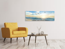 Load image into Gallery viewer, Panoramic Canvas Print The seagulls and the sea at sunrise

