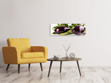 Load image into Gallery viewer, Panoramic Canvas Print Fresh eggplants
