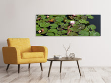 Load image into Gallery viewer, Panoramic Canvas Print White water lilies in the pond
