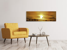 Load image into Gallery viewer, Panoramic Canvas Print Sunset with hot air balloon
