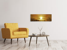 Load image into Gallery viewer, Panoramic Canvas Print Sunset with hot air balloon
