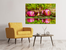 Load image into Gallery viewer, Canvas print Red water lily trio
