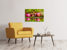 Load image into Gallery viewer, Canvas print Red water lily trio
