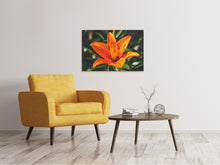 Load image into Gallery viewer, Canvas print Lilies blossom in orange XL
