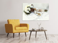Load image into Gallery viewer, Canvas print Bridal Bouquet with wedding rings
