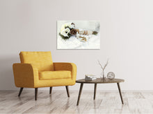 Load image into Gallery viewer, Canvas print Bridal Bouquet with wedding rings
