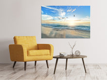 Load image into Gallery viewer, Canvas print The seagulls and the sea at sunrise
