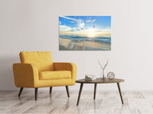 Load image into Gallery viewer, Canvas print The seagulls and the sea at sunrise
